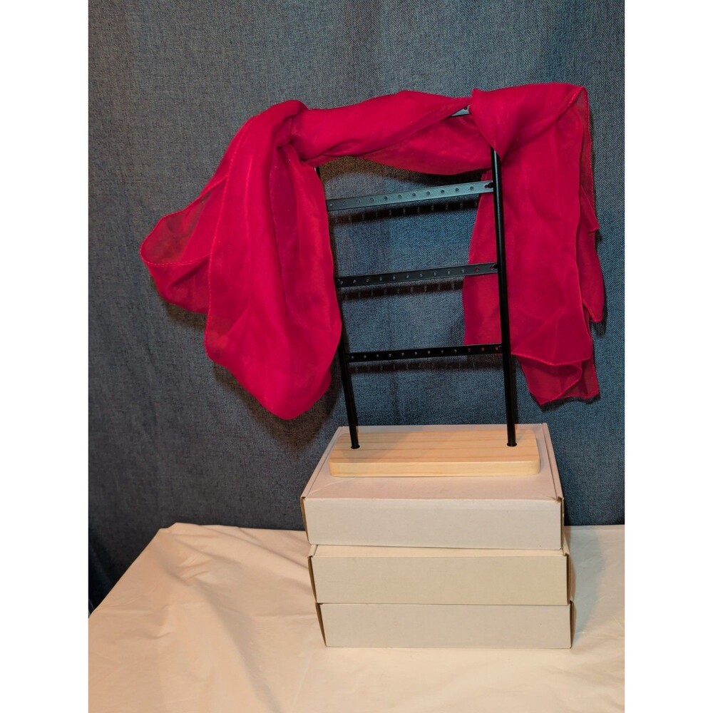 Red Chiffon Evening Shawl Wrap Capelet Bridal PreOwned 65x19